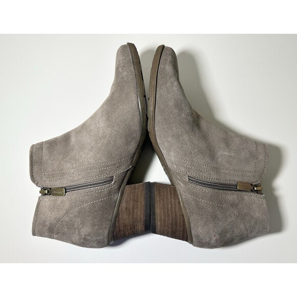 Blondo Womens Suede Taupe Booties Size‎ 9M Side Zip Waterproof Stack Block Heel - Picture 6 of 14